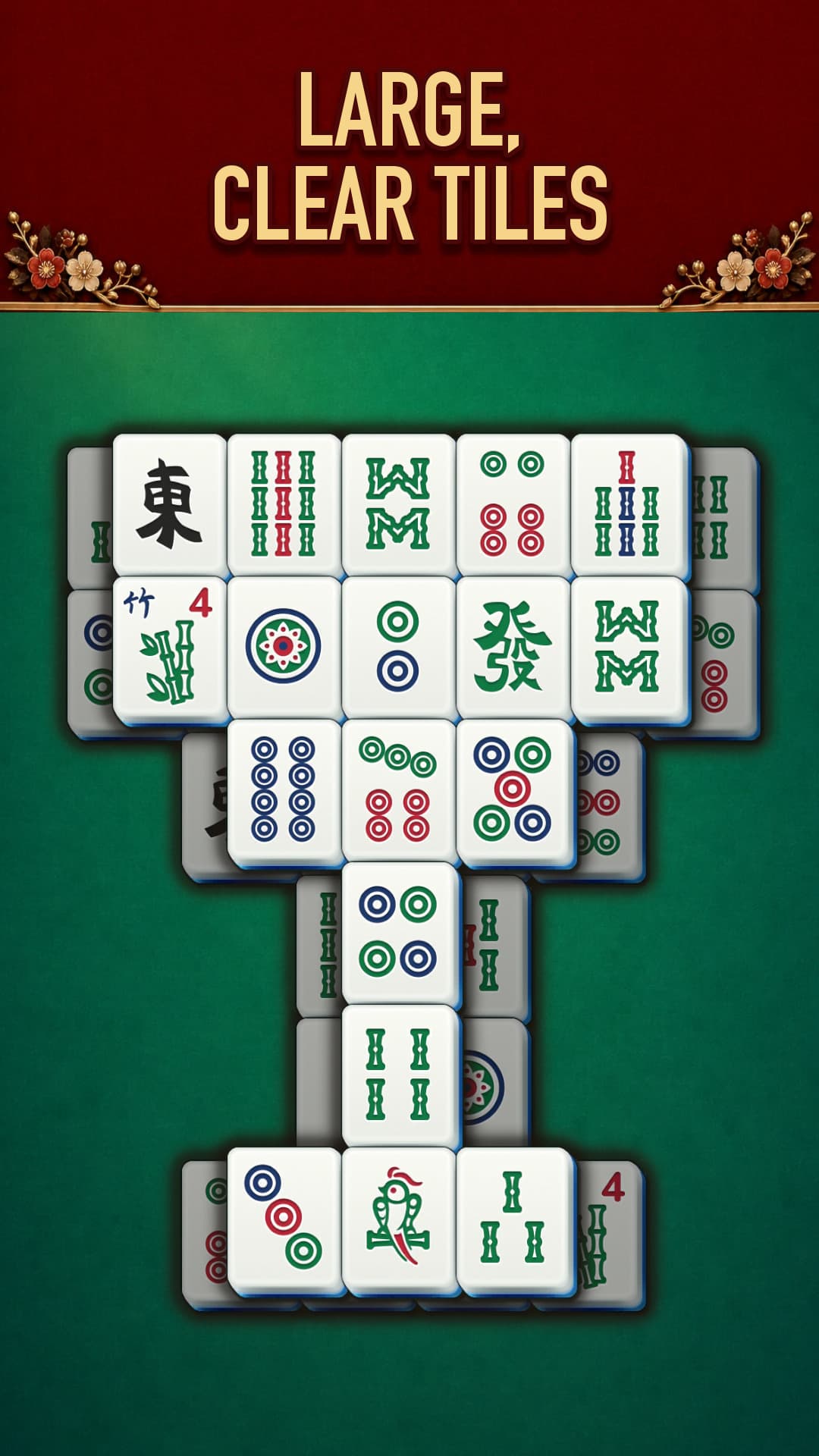 Berry Mahjong screenshot: Large, clear tiles